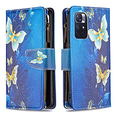 Coque Portefeuille Motif Fantaisie Livre Cuir Etui Clapet B04F pour Xiaomi Poco M4 Pro 5G Bleu