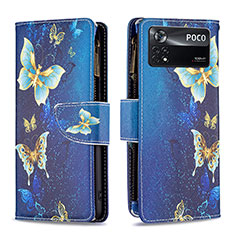 Coque Portefeuille Motif Fantaisie Livre Cuir Etui Clapet B04F pour Xiaomi Poco X4 Pro 5G Bleu