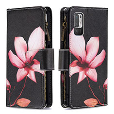 Coque Portefeuille Motif Fantaisie Livre Cuir Etui Clapet B04F pour Xiaomi Redmi Note 10 5G Rouge