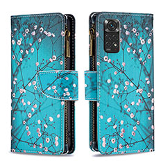 Coque Portefeuille Motif Fantaisie Livre Cuir Etui Clapet B04F pour Xiaomi Redmi Note 11 4G (2022) Cyan