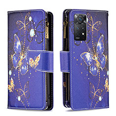 Coque Portefeuille Motif Fantaisie Livre Cuir Etui Clapet B04F pour Xiaomi Redmi Note 11 Pro 5G Bleu Royal