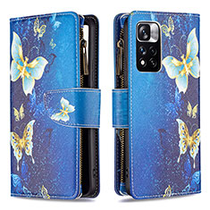 Coque Portefeuille Motif Fantaisie Livre Cuir Etui Clapet B04F pour Xiaomi Redmi Note 11 Pro+ Plus 5G Bleu