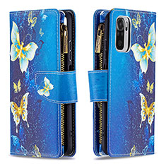 Coque Portefeuille Motif Fantaisie Livre Cuir Etui Clapet B04F pour Xiaomi Redmi Note 11 SE India 4G Bleu