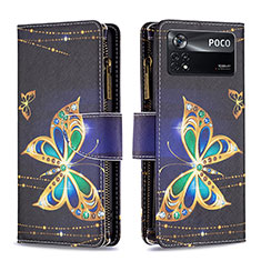 Coque Portefeuille Motif Fantaisie Livre Cuir Etui Clapet B04F pour Xiaomi Redmi Note 11E Pro 5G Noir