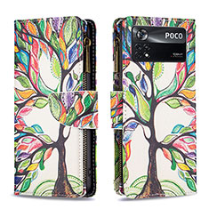 Coque Portefeuille Motif Fantaisie Livre Cuir Etui Clapet B04F pour Xiaomi Redmi Note 11E Pro 5G Vert