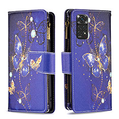 Coque Portefeuille Motif Fantaisie Livre Cuir Etui Clapet B04F pour Xiaomi Redmi Note 11S 4G Bleu Royal