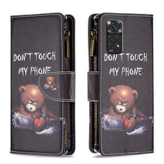 Coque Portefeuille Motif Fantaisie Livre Cuir Etui Clapet B04F pour Xiaomi Redmi Note 11S 4G Gris Fonce