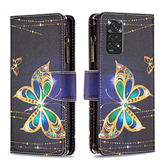 Coque Portefeuille Motif Fantaisie Livre Cuir Etui Clapet B04F pour Xiaomi Redmi Note 11S 4G Noir