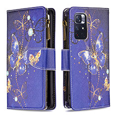 Coque Portefeuille Motif Fantaisie Livre Cuir Etui Clapet B04F pour Xiaomi Redmi Note 11S 5G Bleu Royal