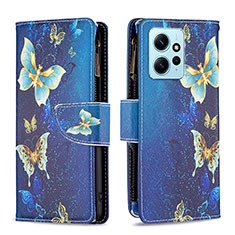 Coque Portefeuille Motif Fantaisie Livre Cuir Etui Clapet B04F pour Xiaomi Redmi Note 12 4G Bleu