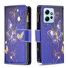 Coque Portefeuille Motif Fantaisie Livre Cuir Etui Clapet B04F pour Xiaomi Redmi Note 12 4G Bleu Royal