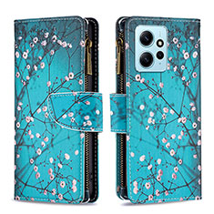 Coque Portefeuille Motif Fantaisie Livre Cuir Etui Clapet B04F pour Xiaomi Redmi Note 12 4G Cyan