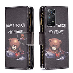 Coque Portefeuille Motif Fantaisie Livre Cuir Etui Clapet B04F pour Xiaomi Redmi Note 12 Pro 4G Gris Fonce