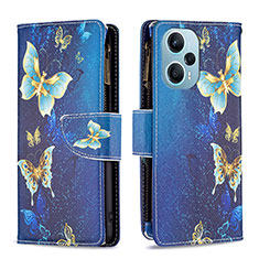 Coque Portefeuille Motif Fantaisie Livre Cuir Etui Clapet B04F pour Xiaomi Redmi Note 12 Turbo 5G Bleu