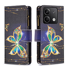 Coque Portefeuille Motif Fantaisie Livre Cuir Etui Clapet B04F pour Xiaomi Redmi Note 13 5G Noir