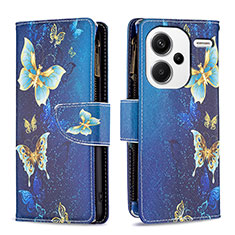 Coque Portefeuille Motif Fantaisie Livre Cuir Etui Clapet B04F pour Xiaomi Redmi Note 13 Pro+ Plus 5G Bleu