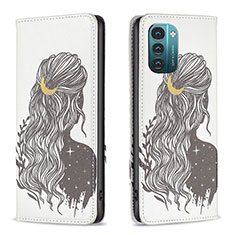 Coque Portefeuille Motif Fantaisie Livre Cuir Etui Clapet B05F pour Nokia G11 Gris