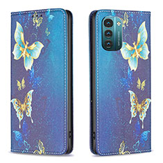 Coque Portefeuille Motif Fantaisie Livre Cuir Etui Clapet B05F pour Nokia G21 Bleu