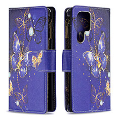 Coque Portefeuille Motif Fantaisie Livre Cuir Etui Clapet B05F pour Samsung Galaxy S24 Ultra 5G Bleu Royal