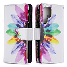 Coque Portefeuille Motif Fantaisie Livre Cuir Etui Clapet B05F pour Samsung Galaxy S24 Ultra 5G Colorful