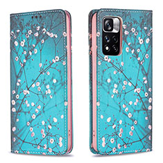 Coque Portefeuille Motif Fantaisie Livre Cuir Etui Clapet B05F pour Xiaomi Mi 11i 5G (2022) Cyan