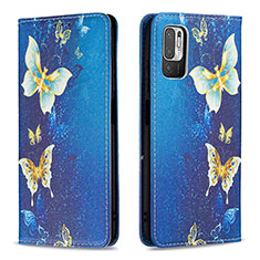 Coque Portefeuille Motif Fantaisie Livre Cuir Etui Clapet B05F pour Xiaomi POCO M3 Pro 5G Bleu