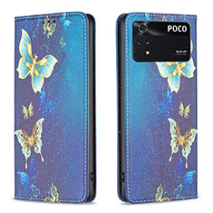 Coque Portefeuille Motif Fantaisie Livre Cuir Etui Clapet B05F pour Xiaomi Poco M4 Pro 4G Bleu Ciel