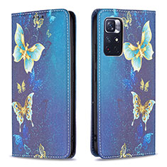 Coque Portefeuille Motif Fantaisie Livre Cuir Etui Clapet B05F pour Xiaomi Poco M4 Pro 5G Bleu