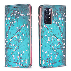 Coque Portefeuille Motif Fantaisie Livre Cuir Etui Clapet B05F pour Xiaomi Poco M4 Pro 5G Cyan