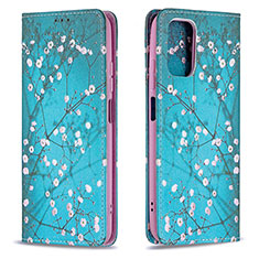 Coque Portefeuille Motif Fantaisie Livre Cuir Etui Clapet B05F pour Xiaomi Redmi Note 10 4G Cyan