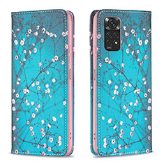 Coque Portefeuille Motif Fantaisie Livre Cuir Etui Clapet B05F pour Xiaomi Redmi Note 11 4G (2022) Cyan