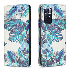 Coque Portefeuille Motif Fantaisie Livre Cuir Etui Clapet B05F pour Xiaomi Redmi Note 11 5G Bleu Ciel