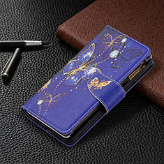 Coque Portefeuille Motif Fantaisie Livre Cuir Etui Clapet BF3 pour Xiaomi Redmi Note 10 Pro Max Bleu Royal