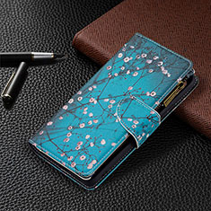 Coque Portefeuille Motif Fantaisie Livre Cuir Etui Clapet BF3 pour Xiaomi Redmi Note 10 Pro Max Cyan