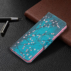 Coque Portefeuille Motif Fantaisie Livre Cuir Etui Clapet BF4 pour Xiaomi Redmi Note 10 Pro 4G Cyan