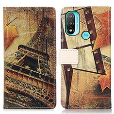 Coque Portefeuille Motif Fantaisie Livre Cuir Etui Clapet D02Y pour Motorola Moto E40 Marron