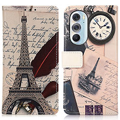 Coque Portefeuille Motif Fantaisie Livre Cuir Etui Clapet D02Y pour Motorola Moto Edge Plus (2022) 5G Gris