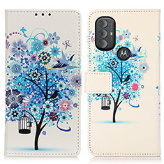 Coque Portefeuille Motif Fantaisie Livre Cuir Etui Clapet D02Y pour Motorola Moto G Play (2023) Bleu