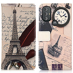 Coque Portefeuille Motif Fantaisie Livre Cuir Etui Clapet D02Y pour Motorola Moto G Play (2023) Gris