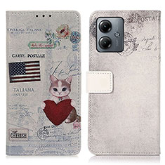 Coque Portefeuille Motif Fantaisie Livre Cuir Etui Clapet D02Y pour Motorola Moto G14 Gris