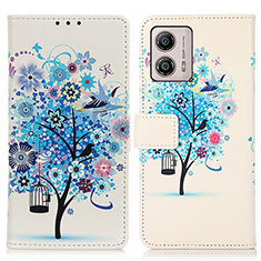 Coque Portefeuille Motif Fantaisie Livre Cuir Etui Clapet D02Y pour Motorola Moto G53j 5G Bleu