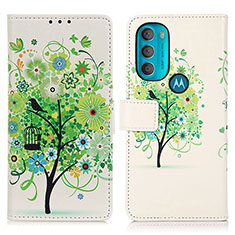 Coque Portefeuille Motif Fantaisie Livre Cuir Etui Clapet D02Y pour Motorola Moto G71 5G Vert