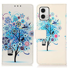 Coque Portefeuille Motif Fantaisie Livre Cuir Etui Clapet D02Y pour Motorola Moto G73 5G Bleu