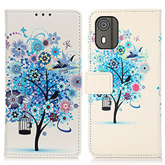 Coque Portefeuille Motif Fantaisie Livre Cuir Etui Clapet D02Y pour Nokia C02 Bleu