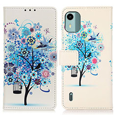 Coque Portefeuille Motif Fantaisie Livre Cuir Etui Clapet D02Y pour Nokia C12 Bleu