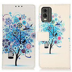 Coque Portefeuille Motif Fantaisie Livre Cuir Etui Clapet D02Y pour Nokia C210 Bleu