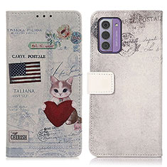 Coque Portefeuille Motif Fantaisie Livre Cuir Etui Clapet D02Y pour Nokia G42 5G Gris