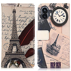 Coque Portefeuille Motif Fantaisie Livre Cuir Etui Clapet D02Y pour Nothing Phone 2 Gris