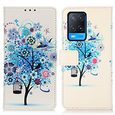 Coque Portefeuille Motif Fantaisie Livre Cuir Etui Clapet D02Y pour Oppo A54 4G Bleu