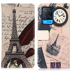 Coque Portefeuille Motif Fantaisie Livre Cuir Etui Clapet D02Y pour Oppo A54 4G Gris